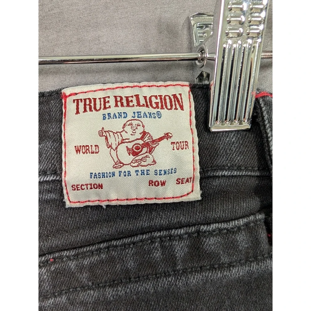 True Religion Boys Geno Relaxed Slim‎ Black Jeans Size 6 Red Stitching 40689